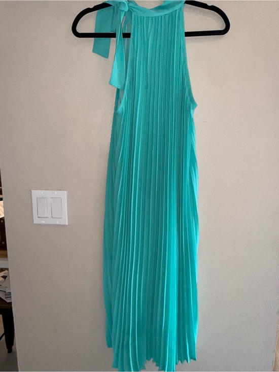 Dresses & Skirts - Pleated Halter Maxi Dress in Teal midi length